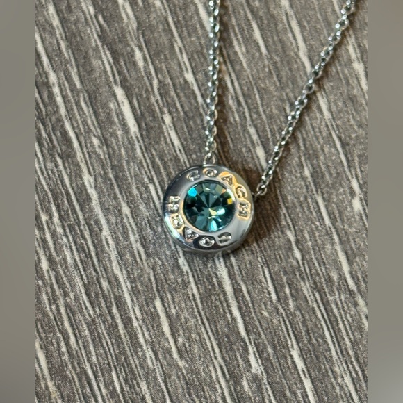 Coach Open Circle blue stone necklace silver toned stamped - Picture 7 of 9